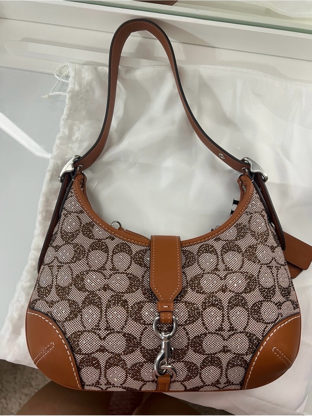 Coach Hampton hobo bag in crystal signature jacquard